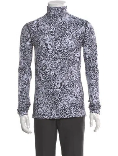Pre-owned Marcell Von Berlin Animal Print Turtleneck Henley W/ Tags In Multi