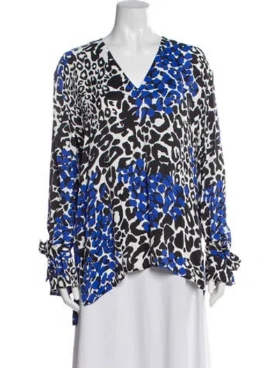 Pre-owned Marcell Von Berlin Animal Print V-neck Blouse In Multi
