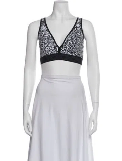 Pre-owned Marcell Von Berlin Animal Print V-neck Sports Bra In Blue