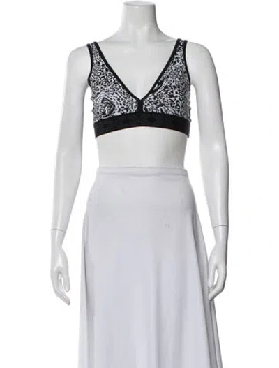 Pre-owned Marcell Von Berlin Animal Print V-neck Sports Bra W/ Tags In White