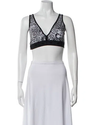 Pre-owned Marcell Von Berlin Animal Print V-neck Sports Bra In White
