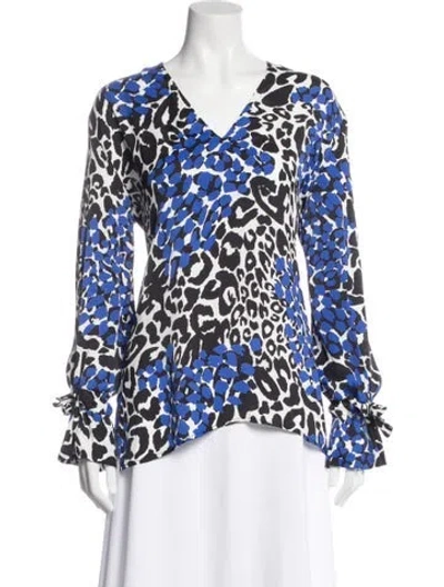 Pre-owned Marcell Von Berlin Animal Print V-neck Top In Multi