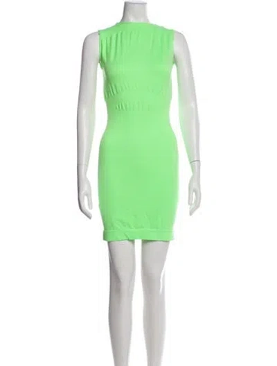 Pre-owned Marcell Von Berlin Bateau Neckline Mini Dress In Green