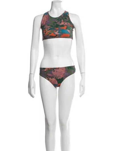 Pre-owned Marcell Von Berlin Camouflage Print Bikini W/ Tags In Green