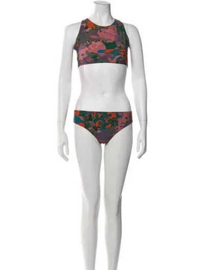Pre-owned Marcell Von Berlin Camouflage Print Bikini W/ Tags In White