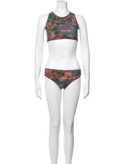 Pre-owned Marcell Von Berlin Camouflage Print Bikini W/ Tags In White