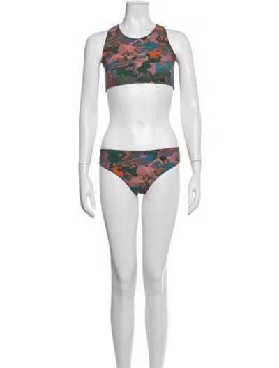 Pre-owned Marcell Von Berlin Camouflage Print Bikini W/ Tags In White