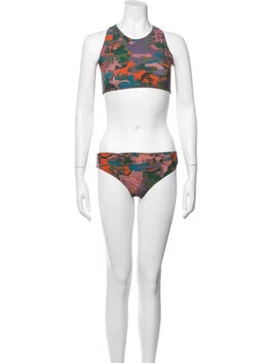 Pre-owned Marcell Von Berlin Camouflage Print Bikini W/ Tags In White