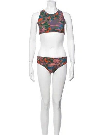Pre-owned Marcell Von Berlin Camouflage Print Bikini W/ Tags In White