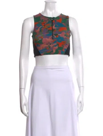 Pre-owned Marcell Von Berlin Camouflage Print Crew Neck Crop Top W/ Tags In White