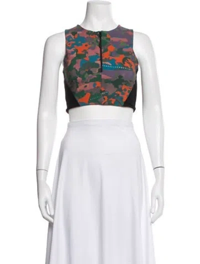 Pre-owned Marcell Von Berlin Camouflage Print Crew Neck Crop Top In White