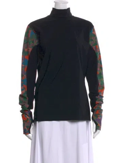 Pre-owned Marcell Von Berlin Camouflage Print Mock Neck Top W/ Tags In Black