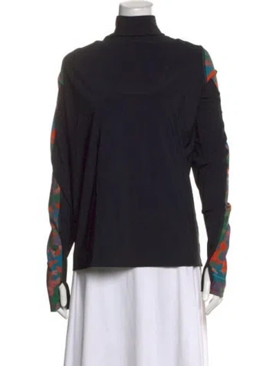 Pre-owned Marcell Von Berlin Camouflage Print Turtleneck Top In Black