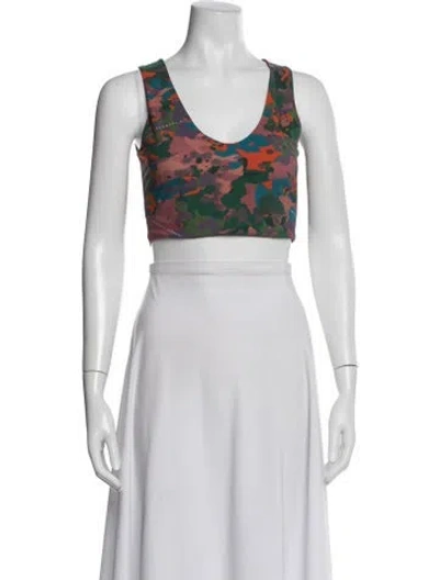 Pre-owned Marcell Von Berlin Camouflage Print V-neck Crop Top W/ Tags In Black