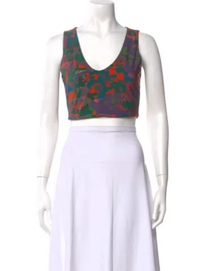 Pre-owned Marcell Von Berlin Camouflage Print V-neck Crop Top W/ Tags In White