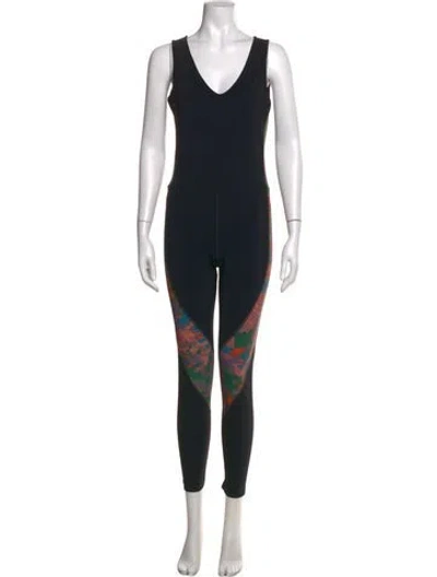 Pre-owned Marcell Von Berlin Camouflage Print V-neck Jumpsuit In Black
