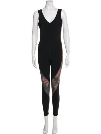 Pre-owned Marcell Von Berlin Camouflage Print V-neck Jumpsuit In Black
