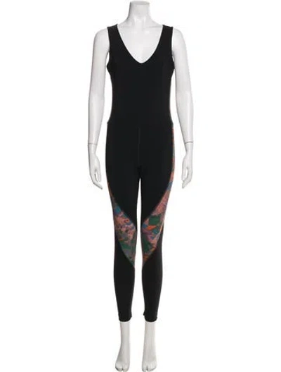 Pre-owned Marcell Von Berlin Camouflage Print V-neck Jumpsuit In Black
