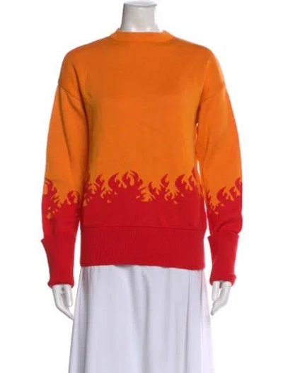 Pre-owned Marcell Von Berlin Colorblock Pattern Bateau Neckline Sweater W/ Tags In Orange