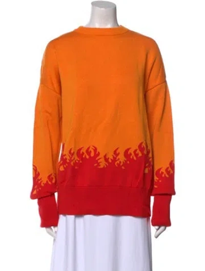 Pre-owned Marcell Von Berlin Colorblock Pattern Crew Neck Sweater In Orange