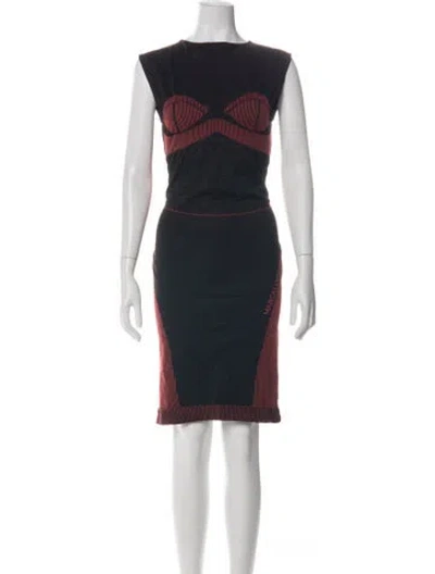 Pre-owned Marcell Von Berlin Colorblock Pattern Knee-length Dress In Black
