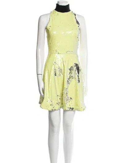 Pre-owned Marcell Von Berlin Colorblock Pattern Mini Dress In Yellow