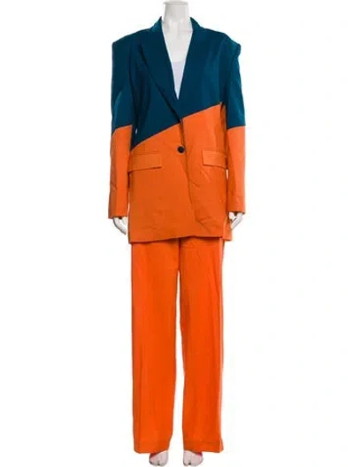 Pre-owned Marcell Von Berlin Colorblock Pattern Pantsuit In Orange