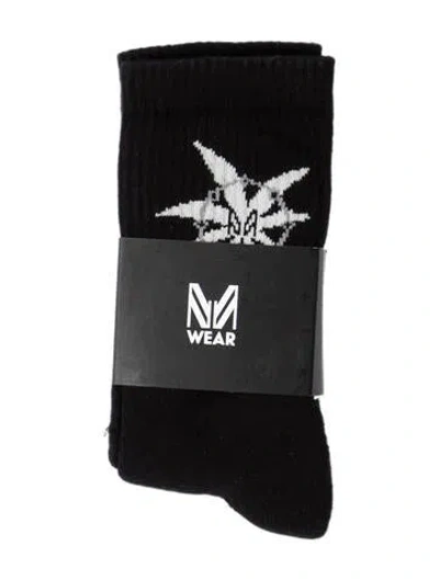 Pre-owned Marcell Von Berlin Cotton Pattern Print Socks W/tags In Black/white