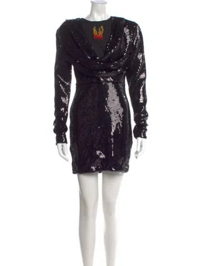 Pre-owned Marcell Von Berlin Crew Neck Mini Dress In Black