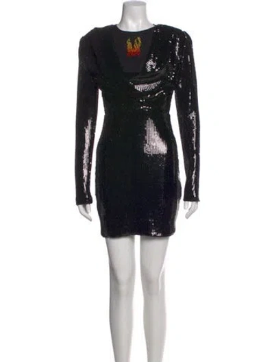 Pre-owned Marcell Von Berlin Crew Neck Mini Dress W/ Tags In Black