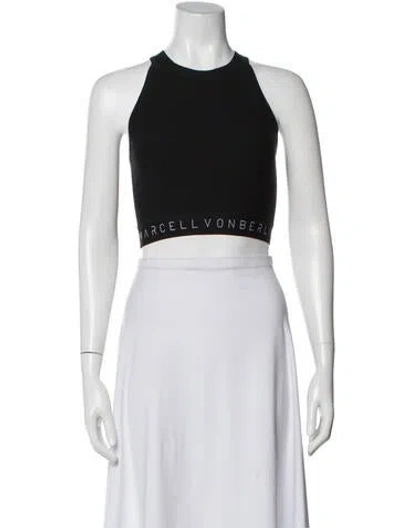 Pre-owned Marcell Von Berlin Crew Neck Sleeveless Crop Top W/ Tags In Black