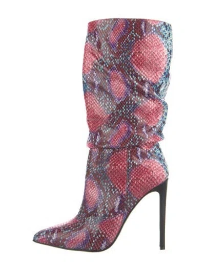 Pre-owned Marcell Von Berlin Embossed Leather Animal Print Boots In Multi