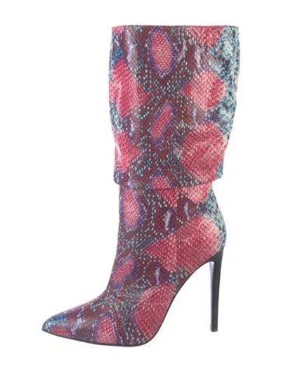 Pre-owned Marcell Von Berlin Embossed Leather Animal Print Boots In Multicolor