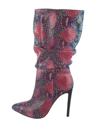 Pre-owned Marcell Von Berlin Embossed Leather Animal Print Boots In Multicolor