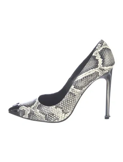 Pre-owned Marcell Von Berlin Embossed Leather Animal Print Pumps In Blue