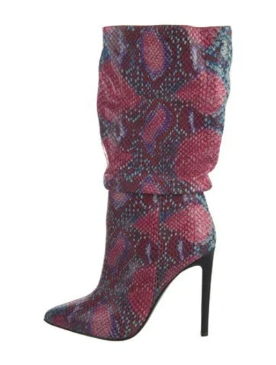 Pre-owned Marcell Von Berlin Embossed Leather Animal Print Slouch Boots In Multi