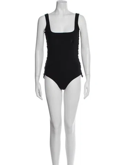 Pre-owned Marcell Von Berlin Embroidered Accent One-piece In Black