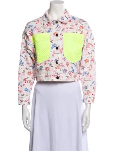 Pre-owned Marcell Von Berlin Floral Print Denim Jacket W/ Tags In Pink