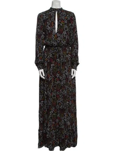 Pre-owned Marcell Von Berlin Floral Print Long Dress In Black