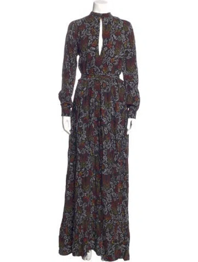 Pre-owned Marcell Von Berlin Floral Print Long Dress In Blue