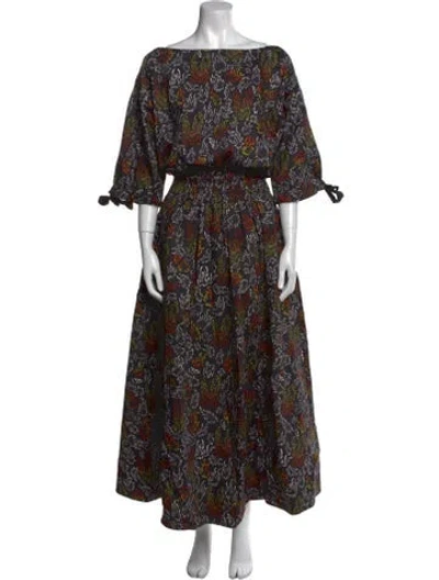 Pre-owned Marcell Von Berlin Floral Print Long Dress W/ Tags In Black