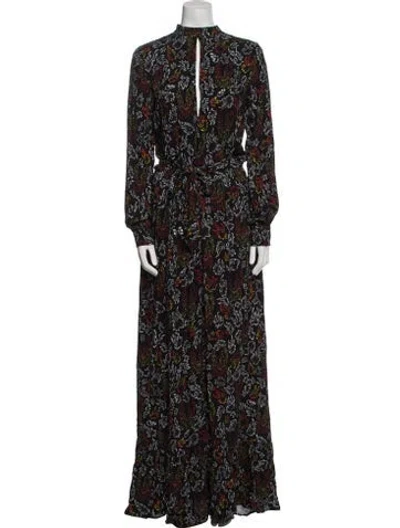 Pre-owned Marcell Von Berlin Floral Print Long Dress W/ Tags In Black