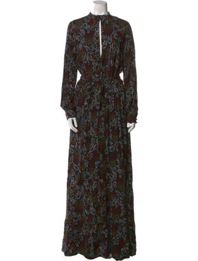 Pre-owned Marcell Von Berlin Floral Print Long Dress W/ Tags In Black