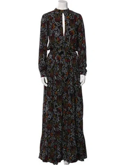 Pre-owned Marcell Von Berlin Floral Print Long Dress W/ Tags In Black