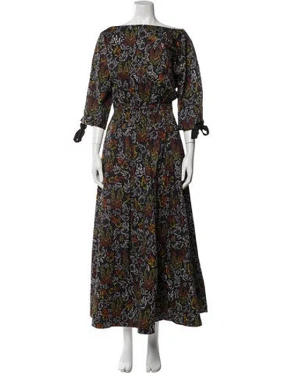 Pre-owned Marcell Von Berlin Floral Print Long Dress W/ Tags In Blue