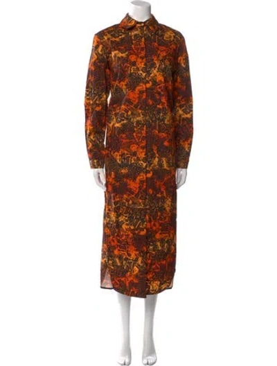 Pre-owned Marcell Von Berlin Floral Print Long Dress W/ Tags In Orange