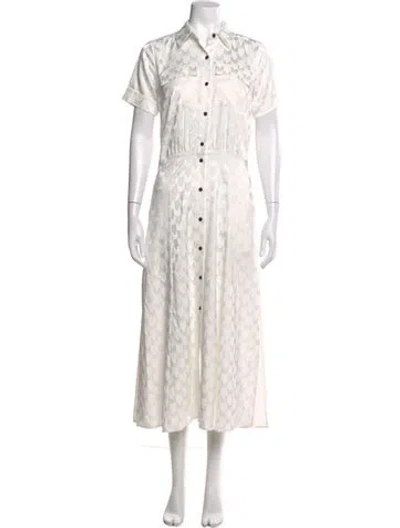 Pre-owned Marcell Von Berlin Floral Print Long Dress In White