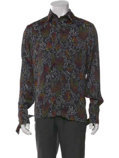 Pre-owned Marcell Von Berlin Floral Print Long Sleeve Shirt W/ Tags In Blue