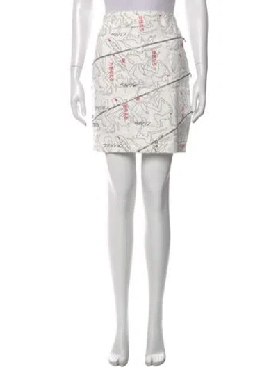 Pre-owned Marcell Von Berlin Floral Print Mini Skirt W/ Tags In White