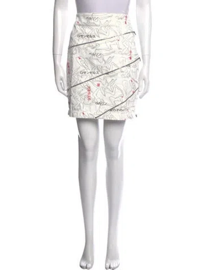 Pre-owned Marcell Von Berlin Floral Print Mini Skirt In White